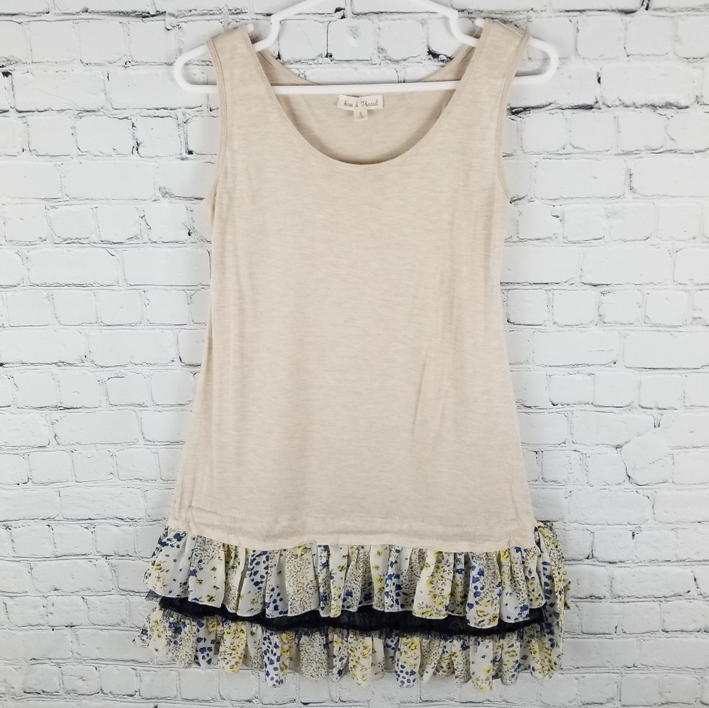 HEM&THREAD | ruffle tiered hem tie waist tunic top